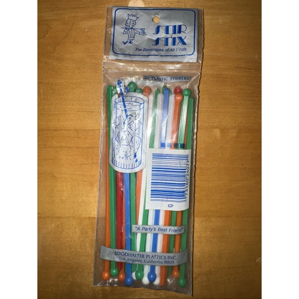 VINTAGE 1950s SOODHALTER 22 Stir Stix Cocktail Coffee Sticks Stirrers NOS Sealed